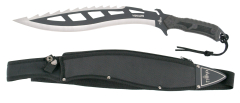 YAKUZA Terzo H0300N machete, lama in acciaio inox de 39,5 cm, finitura nera con taglio satinato, con manico gommato nero, con fodero in nylon de.