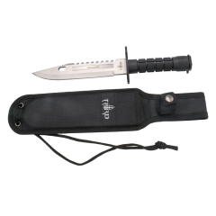 Faca tática Third H0814 com chapa de aço 420 de 19,5 cm de cetim, mango do ABS preto, bainha de nylon. "Mercenário" modelo, anexar no mango para o transporte ferroviário R.I.S.