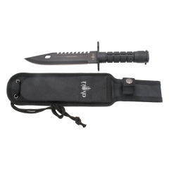 Couteau tactique Third H0814BK avec lame en acier 420 de 19,5 cm en noir, mango ABS noir, étui en nylon. Modèle"Mercenary", couplage sur mango pour voie R.I.S.