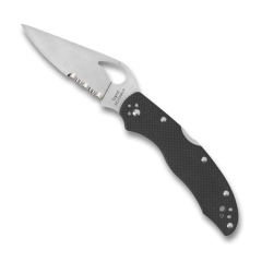 Spyderco STE-BY01GPS2 de Couteau de poche Survival Byrd Harrier 2 avec lame combinée de Acier 8Cr13MoV de 8,6 cm de de long, avec manche en G-10 de de couleur noire. Comprend un clip multipositions et un trou pour la lanière.
