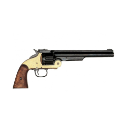 Réplica de Revólver Calibre 45 Schofield de los Estados Unidos, año 1869, de 36 cm fabricado en madera y metal con caño ciego, no funciona, para decoración