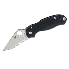 Spyderco STE- C223GPS Tactical Knife For 3 Lama combinata in acciaio CPM S45VN satinato lunga 7,5 cm con manico in G-10 nero. Include una clip ambidestra