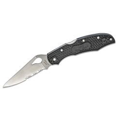 Spyderco STE-BY03PSBK2 de Überlebensmesser Cara Cara 2 mit gezahnter Klinge de Rostfreier Stahl 8Cr13MoV de 9,5 cm de lang und satiniert, mit Griff FRN de schwarze Farbe .inkl. beidhändigem Clip