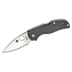 Spyderco STE-C41CFFP5 Native 5 Folding Knife, lama liscia in acciaio CPM-S90V satinato da 7,5 cm, manico in fibra di carbonio nera. Include una clip ambidestra e un foro per il cordino.