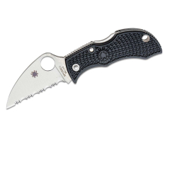 Spyderco STE-MBKWS Coltello tascabile de Manbug con lama Wharncliffe seghettata SpyderEdge in acciaio VG-10 e finitura satinata, de 5,cm de lungo e manico FRN de nero. Include foro per cordino o anello portachiavi.