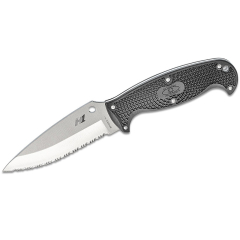 Spyderco STE-FB24SBK2 Couteau de Hunting Jumpmaster 2, lame dentelée SpyderEdge de H-1 acier anticorrosion de 4,5 cm et manche FRN de couleur noire. Fourreau inclus de polymère avec clip de attache G-Clip multipositions.
