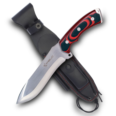 Couteau iField 150 avec manche en micarta rouge et lame en acier 440C, dureté 58-60 HRC, outil de camping pour la pêche, la chasse, les activités sportives. 