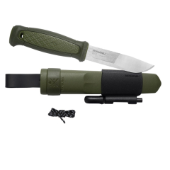 Morakniv STE-13912 Couteau de Survival Kansbol avec lame Drop Point de en acier inoxydable de 10,9 cm et manche de en polyamide de de couleur verte. Comprend un kit de survie de, un aiguisoir en diamant de et de la paracorde  .