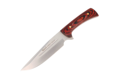 Cuchillo de caza Muela Jabalí JABALI-17E, enterizo, cachas de madera prensada coral, tamaño total 30 cm + tarjeta multiusos de regalo