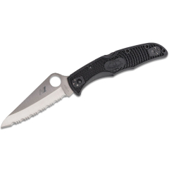 Spyderco STE-C91SBK2 Faca de Caça Pacific Sal 2 Serrilhada SpyderEdge Ultra Resistente à Corrosão Aço H1 9,6 cm de comprimento com punhos FRN pretos . Clipe de bolso com várias posições