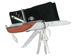 Couteau multi-usages Joker avec manches en bois rouge et étui en nylon JKR0102