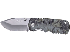 Couteau de poche JKR avec mango en aluminium camouflage et lame de 6,3 cm, longueur totale 15,2 cm, JKR473