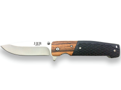 JKR Sportmesser, Griff aus G10 und Holz, Klinge aus rostfreiem Stahl 8,8 cm, Gesamtgröße 20,5 cm, JKR496