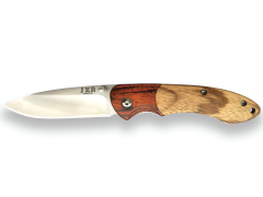 JKRJKR coltello sportivo con manico in legno, ghiera Stamina, lama in acciaio inossidabile 7,4 cm, totale 17,5 cm, JKR505