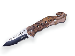 Tactical Knife JKR mit Öffnung, Griff de Aluminium / Camouflage, Klinge de 8 cm, Gürtelschneider und Glasbrecher. Inklusive Nylonscheide de - JKR0566.