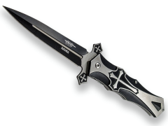 Messer JKR mit Öffnung und christlichen Kreuz Ornament. Aluminium-Griff und Klinge de rostfreier Stahl de 9 cm - JKR0573.