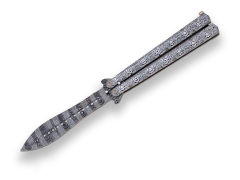 Navaja de abanico JKR, mango de aluminio imitación damasco, hoja de 10,5 cm de un solo filo, tamaño total 23,5 cm, JKR0644