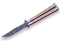 JKR Faca do ventilador, cabo de alumínio Rainbow, lâmina de 10,2 cm com impressão 3D, fecho na pommel, JKR645