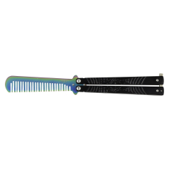 Fan Comb Knife, coltello con manico nero e lama multicolore, 10,5 cm lama in acciaio laccato, manico in metallo, JKR703.