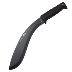Machete Joker com cabo de borracha. Tudo em preto. Machete com lâmina de 30 cm. Inclui bainha de nylon JKR0743.