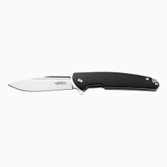 Coltello de JKR, manico de fibra nera e lama de acciaio D2 satinato de 8 cm, include clip da cintura, lunghezza totale de 18,5 cm, PRO10005. Compreso fodero de Tessuto e custodia de nero.