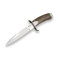 Faca Joker camurça de leilão, com punho de veados e 18 cm lâmina, couro, 234 gramas de peso, caso CC32 + cartão presente de múltiplos propósitos