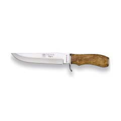 Cuchillo de caza Joker "Tigre" CO34, con mango de olivo, hoja de 17 cm MOVA, 300 gramos, funda de cuero, herramienta de pesca, caza, camping y senderismo