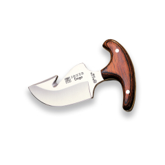 Skinner coltello con manico in legno rosso, lama 8 cm, contiene fodera in pelle, Joker Dogo CR11 + carta regalo multiuso