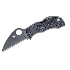 Spyderco STE-MBKWPBKK Canivete de Manbug Canivete lâmina preta lisa em aço VG-10 e acabamento acetinado, de 5,cm de longo e cabo FRN de cor preta. Inclui orifício para cordão ou para porta-chaves