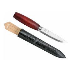 Morakniv STE-13605 Couteau classique numéro 3 avec lame lisse de à haute teneur en carbone, de 13,5 cm de de long, manche de en bois de bouleau teinté de rouge et étui de en polymère de de couleur noire 