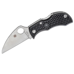 Spyderco STE-MBKWP Taschenmesser de Manbug mit glatter Wharncliffe Klinge aus VG-10 Stahl und satiniertem Finish, de 5.cm de lang und FRN Griff de schwarz. Inklusive Lanyard Loch oder Schlüsselring Loch