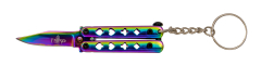 Couteau porte-clés Butterfly Third K0100W - 4,1 cm Titane Rainbow Lame brillante, manche avec symboles de poker de, design compact et élégant - Ref. K0100W