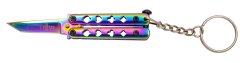 Coltello portachiavi a farfalla Terzo K0101W - Lama in titanio da 4,1 cm Rainbow Lucido, impugnatura con simboli del poker de, design compatto ed elegante - Cod. K0101W