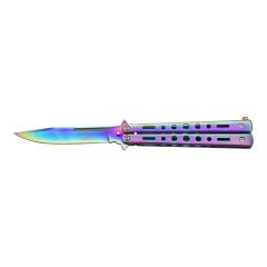 Fächer-Messer Third K2099 Titanbeschichtete Edelstahlklinge rainbow 11,5 cm matt, mango Titanbeschichtete Edelstahlplatte rainbow matt mit Löchern.