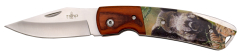 Navaja Third K2466LJ1, mango ABS con decoración de jabalí en 3D, hoja de acero inox de 7,7 cm.