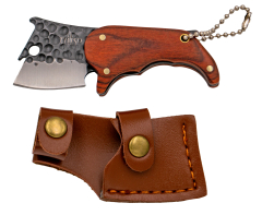 Couteau Third K2482, lame of acier 420 of 3 cm armée, manche en pakkawood, avec étui of leatherette.