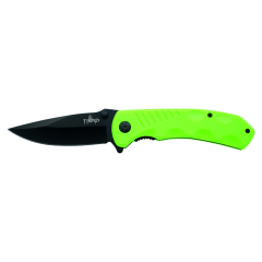 Theird K2759GN, cabo de ABS verde, lâmina de aço inoxidável de 9,5 cm em preto. Com clip.