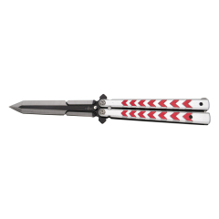 Navaja de abanico Third K2813-6 hoja de acero 420 de 12.5 cm en negro y corte satinado, mango de acero inox, aluminio plateado y rojo. Cierre con muelle