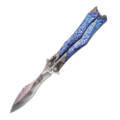 Navaja de abanico Third, hoja de 10,5 cm de acero 420, acabado con imprimacion 3D, mango de acero inox, largo total 23,1 cm, K2818DC