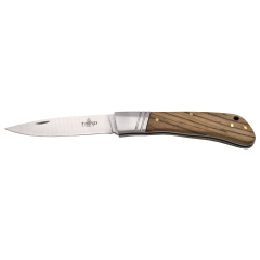 Couteau de poche Third K4112J, manche en bois, mitre en acier inoxydable, lame 8,6 cm, longueur totale 18,6 cm, 77 g.