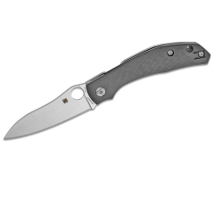 Spyderco STE- C241CFP Couteau Pliant Smock 9.1 cm Lame lisse en acier CPM-S30V avec finition satinée et manche en fibre de carbone et G-10 en noir. Comprend un clip de poche pour une utilisation ambidextre.