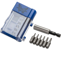 Benchmade STE-981084F Jeu d'outils pour embouts Torx T6, T8 et T10 avec porte-embouts/extension, le tout dans un boîtier en plastique moulé qui sert de poignée.