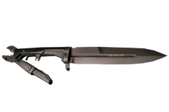 Coltello tattico silenzioso e multifunzionale, doppia impugnatura con pinza, rompivetro e sistema di sgancio rapido