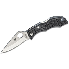 Spyderco STE-LBKP3 Schlüsselanhänger Messer Ladybug 3 de glatte Klinge in VG-10 Stahl und satiniert de 4,8 cm de lang und Griff de Harz de Nylon verstärkt mit FRN de schwarze Farbe. Inklusive Loch für Schlüsselring