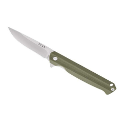 Buck Knives STE-0251GRS Grünes Langford Taschenmesser mit 8,6 cm langer, satinierter Klinge aus rostfreiem 7Cr-Stahl, grünem G10-Griff und Taschenclip