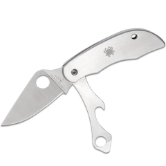 Spyderco STE-C175P ClipiTool Mehrzweckmesser Klappbarer Flaschenöffner/Schraubendreher mit 5,1 cm Klinge und 8Cr13MoV Stahl, Griffe aus Edelstahl - 