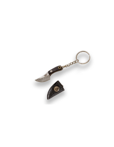 Dekorativer Damaszenermesser-Schlüsselanhänger JKR0815, kompaktes Accessoire 5,40 cm, ideal für Sammler, Damastklingen-Imitat, exklusives und funktionelles Geschenk