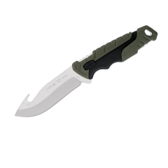Couteaux Buck STE-0657GRG 657 Pursuit Large Guthook 11,4 cm Drop Point Lame fixe Acier 420HC BOS Couteau de chasse avec manche Versaflex® Glass Filled Nylon. avec étui en nylon noir