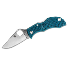Spyderco STE-MFPK390 couteau de poche de Couteau de poche Manbug avec lame lisse en acier K390 Microclean et finition satinée, de 5,1 cm de long et manche en FRN de couleur bleue. Trou de longe inclus de pour la sécurité.