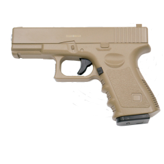 Pistola Galaxy G15D Tipo Glock 19 - Desert - Pistola Muelle Calibre 6 mm Aleación de metal y zinc - Energía 0.33 Julios - Velocidad de disparo 82m/s - 268 FPS. Ref:G15D